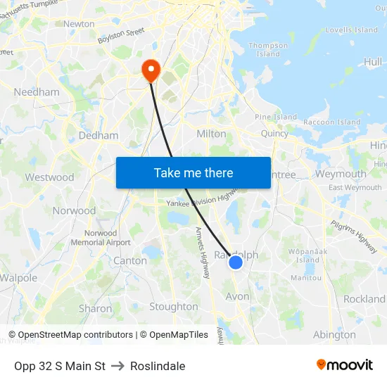 Opp 32 S Main St to Roslindale map