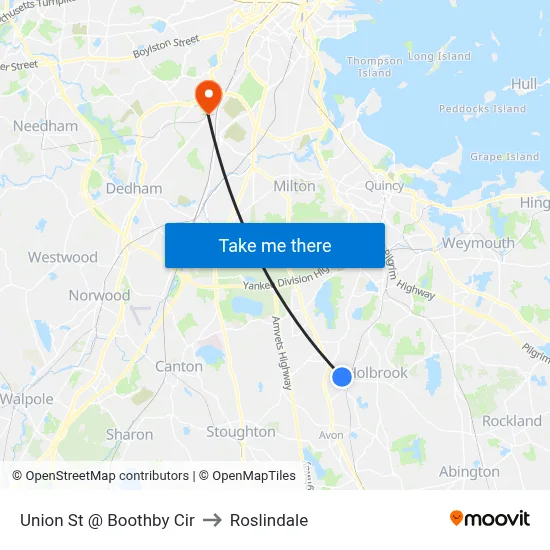 Union St @ Boothby Cir to Roslindale map