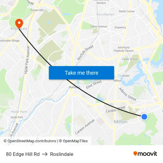 80 Edge Hill Rd to Roslindale map