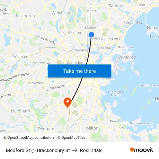 Medford St @ Brackenbury St to Roslindale map