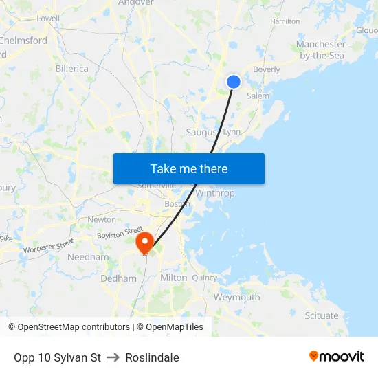 Opp 10 Sylvan St to Roslindale map