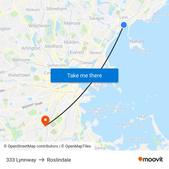 333 Lynnway to Roslindale map