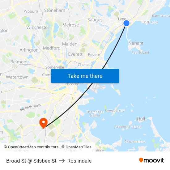 Broad St @ Silsbee St to Roslindale map