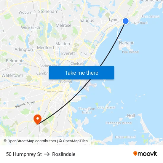 50 Humphrey St to Roslindale map