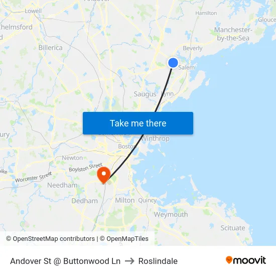 Andover St @ Buttonwood Ln to Roslindale map