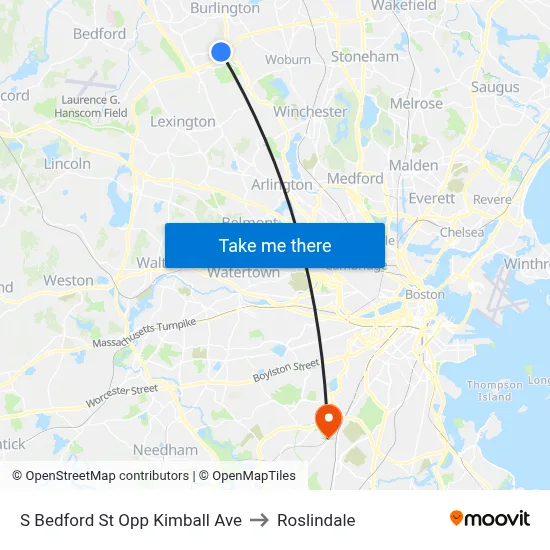 S Bedford St Opp Kimball Ave to Roslindale map