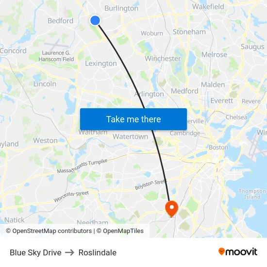 Blue Sky Drive to Roslindale map