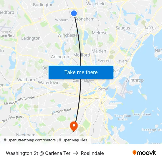 Washington St @ Carlena Ter to Roslindale map