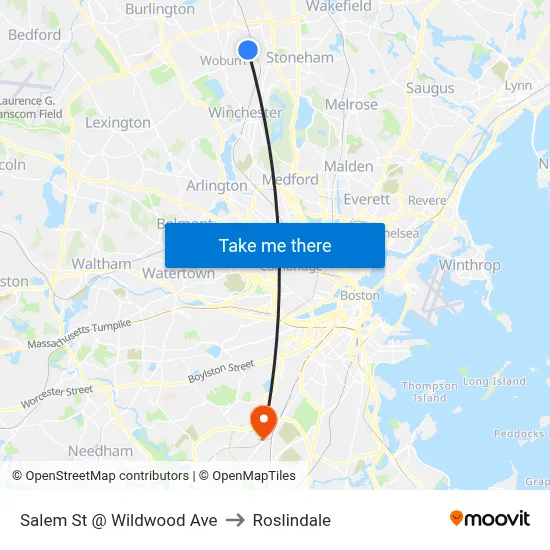 Salem St @ Wildwood Ave to Roslindale map
