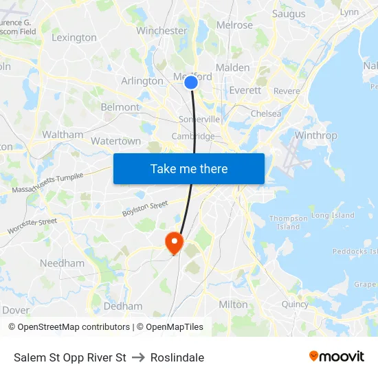 Salem St Opp River St to Roslindale map