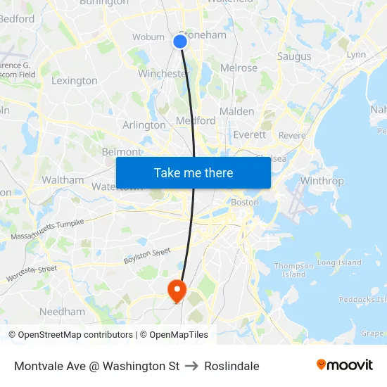 Montvale Ave @ Washington St to Roslindale map