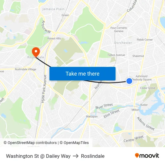 Washington St @ Dailey Way to Roslindale map
