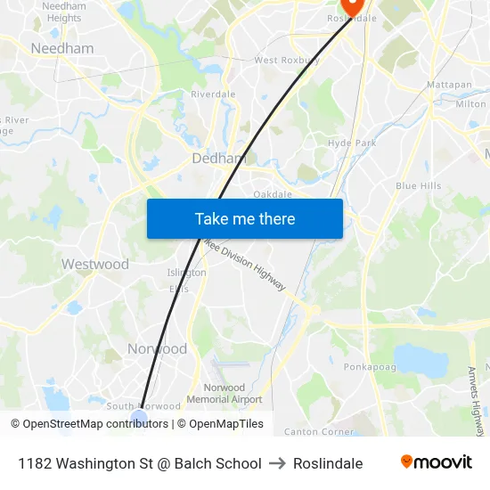 1182 Washington St @ Balch School to Roslindale map