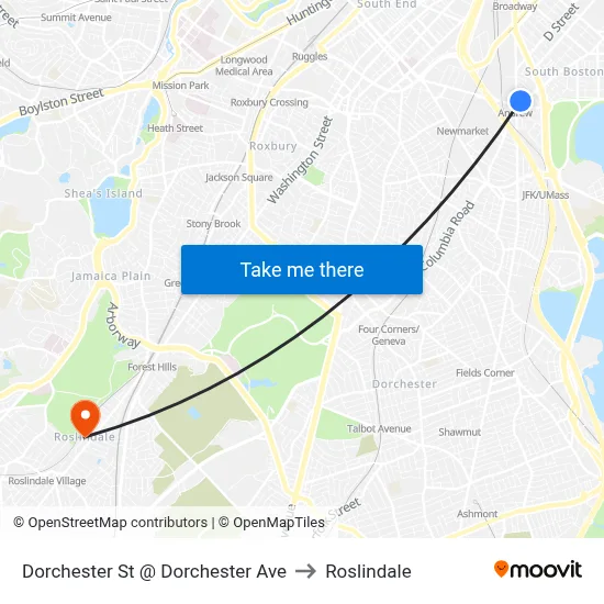 Dorchester St @ Dorchester Ave to Roslindale map