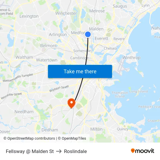 Fellsway @ Malden St to Roslindale map