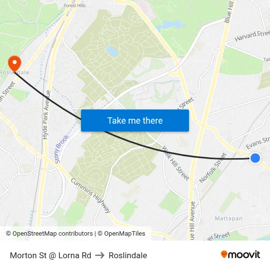 Morton St @ Lorna Rd to Roslindale map