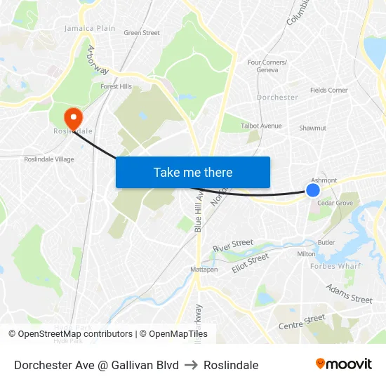 Dorchester Ave @ Gallivan Blvd to Roslindale map