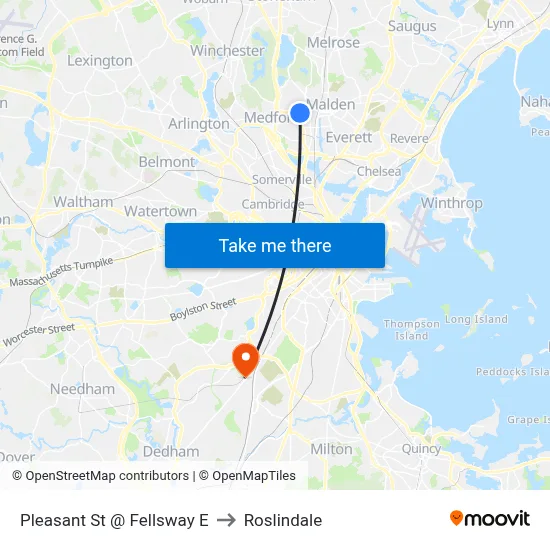 Pleasant St @ Fellsway E to Roslindale map