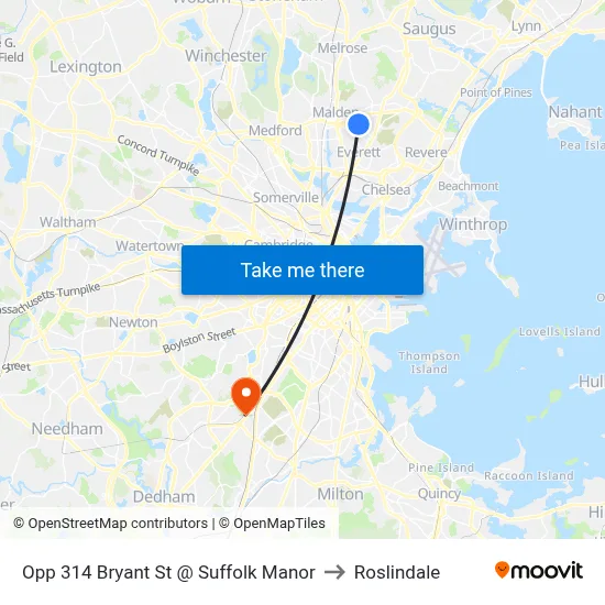 Opp 314 Bryant St @ Suffolk Manor to Roslindale map