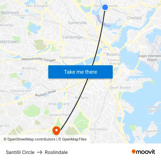 Santilli Circle to Roslindale map