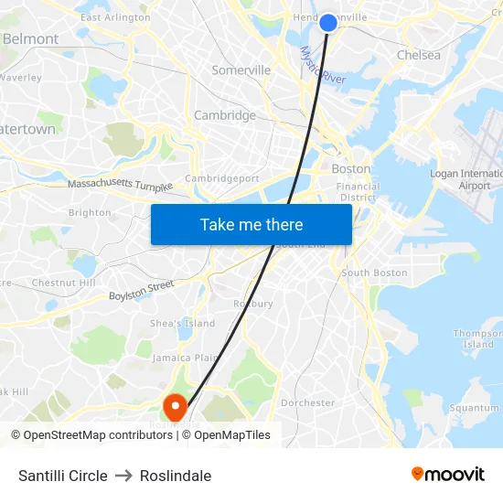 Santilli Circle to Roslindale map