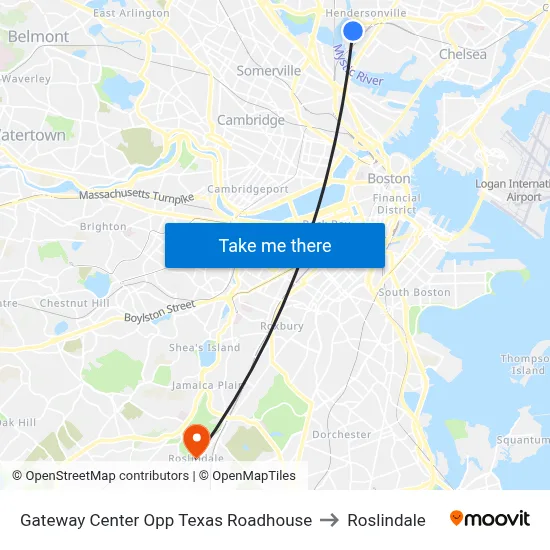 Gateway Center Opp Texas Roadhouse to Roslindale map