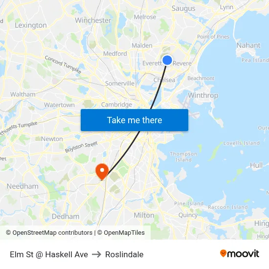 Elm St @ Haskell Ave to Roslindale map