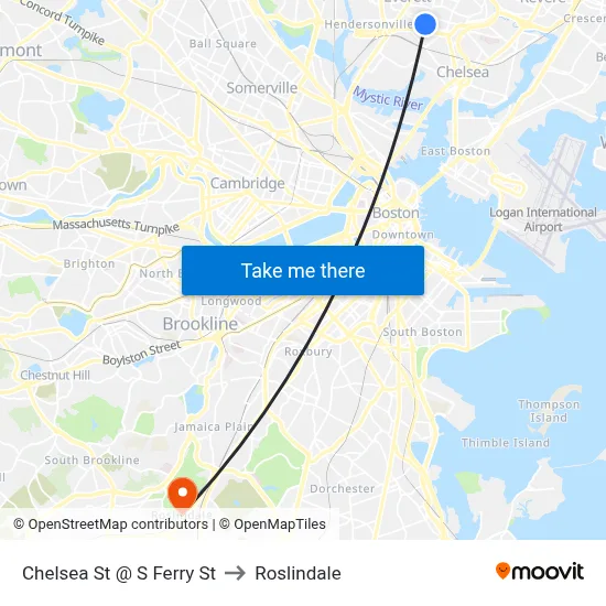 Chelsea St @ S Ferry St to Roslindale map
