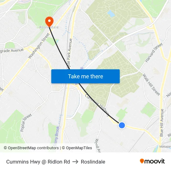 Cummins Hwy @ Ridlon Rd to Roslindale map