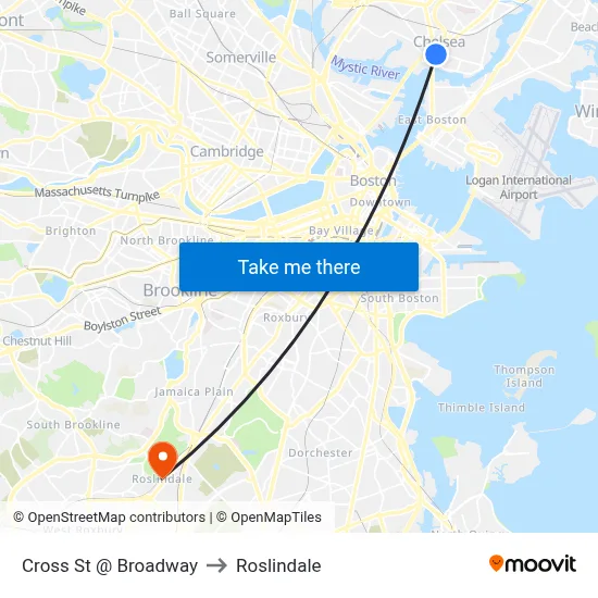 Cross St @ Broadway to Roslindale map