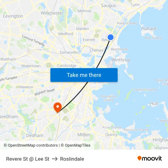 Revere St @ Lee St to Roslindale map