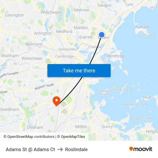 Adams St @ Adams Ct to Roslindale map