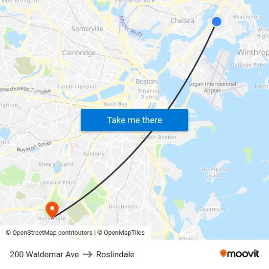 200 Waldemar Ave to Roslindale map