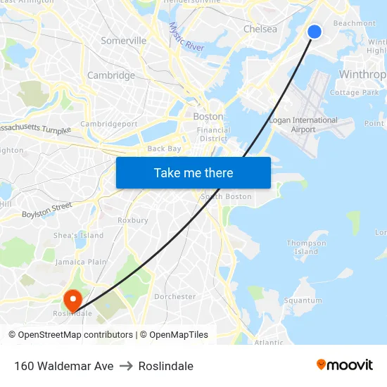 160 Waldemar Ave to Roslindale map