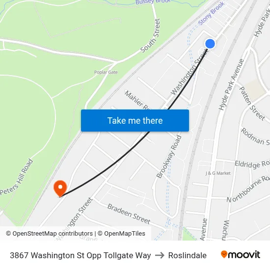 3867 Washington St Opp Tollgate Way to Roslindale map