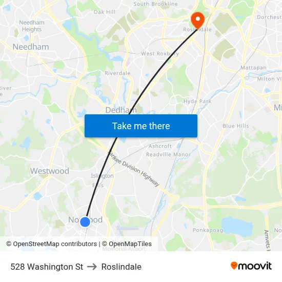 528 Washington St to Roslindale map