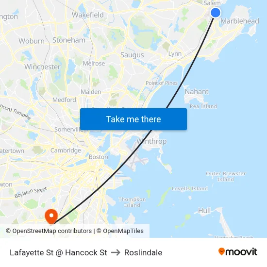 Lafayette St @ Hancock St to Roslindale map