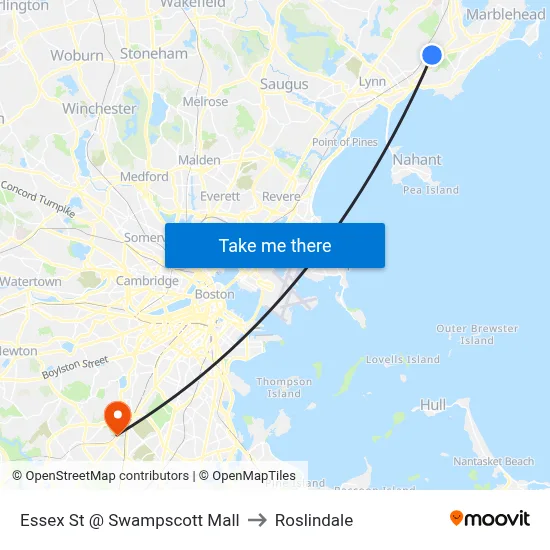 Essex St @ Swampscott Mall to Roslindale map