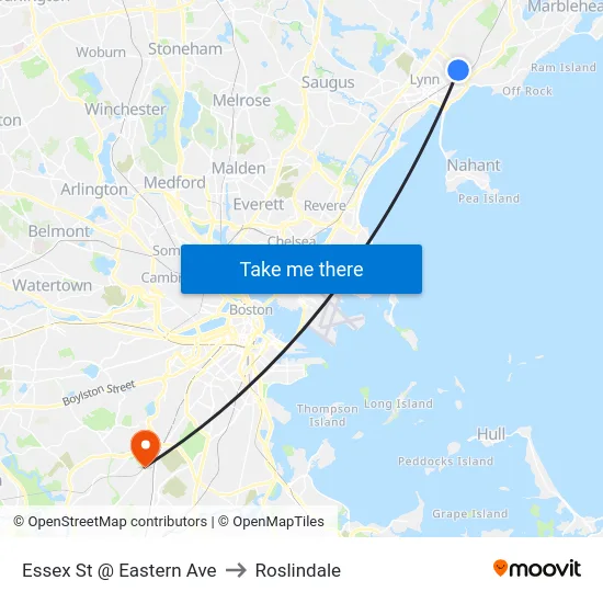 Essex St @ Eastern Ave to Roslindale map