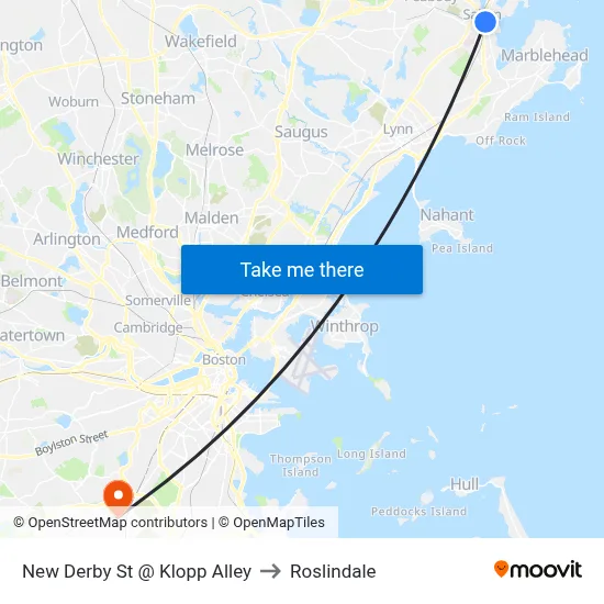 New Derby St @ Klopp Alley to Roslindale map