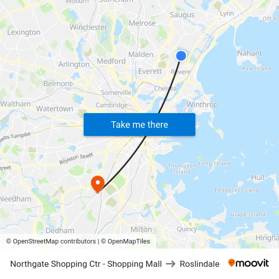 Northgate Shopping Ctr - Shopping Mall to Roslindale map