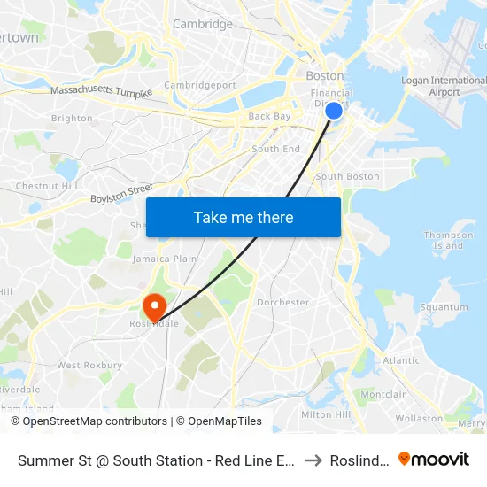 Summer St @ South Station - Red Line Entrance to Roslindale map