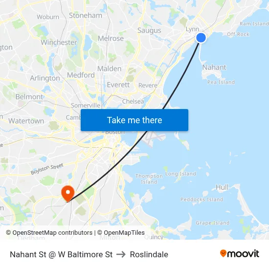 Nahant St @ W Baltimore St to Roslindale map