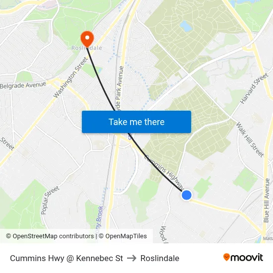 Cummins Hwy @ Kennebec St to Roslindale map