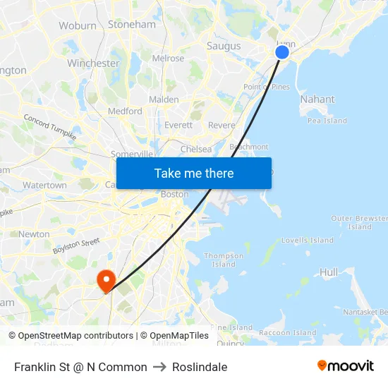 Franklin St @ N Common to Roslindale map