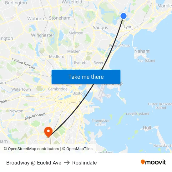 Broadway @ Euclid Ave to Roslindale map