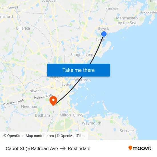 Cabot St @ Railroad Ave to Roslindale map