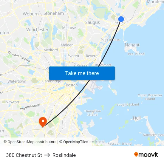 380 Chestnut St to Roslindale map