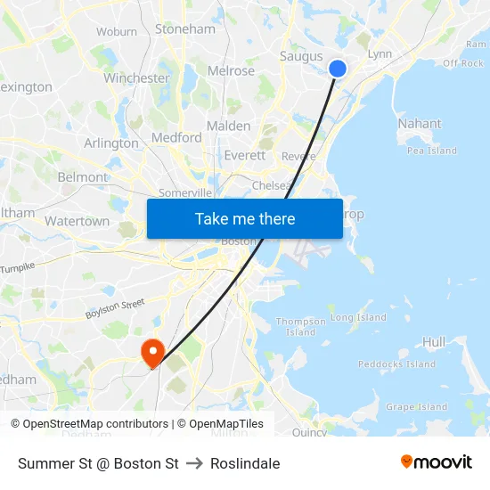 Summer St @ Boston St to Roslindale map