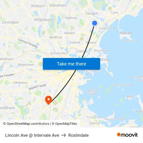 Lincoln Ave @ Intervale Ave to Roslindale map